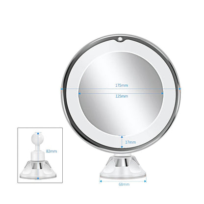 Illuminated Magnification Mirror with 360-Degree Rotation