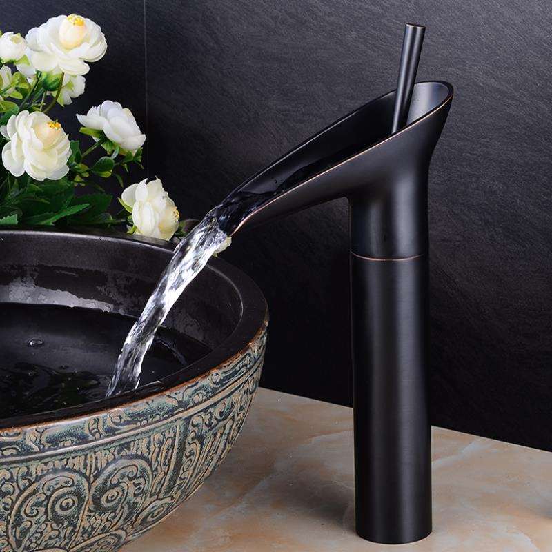 Antique Brass Bathroom Faucet – Single Handle Basin Mixer Tap in Black or Gold