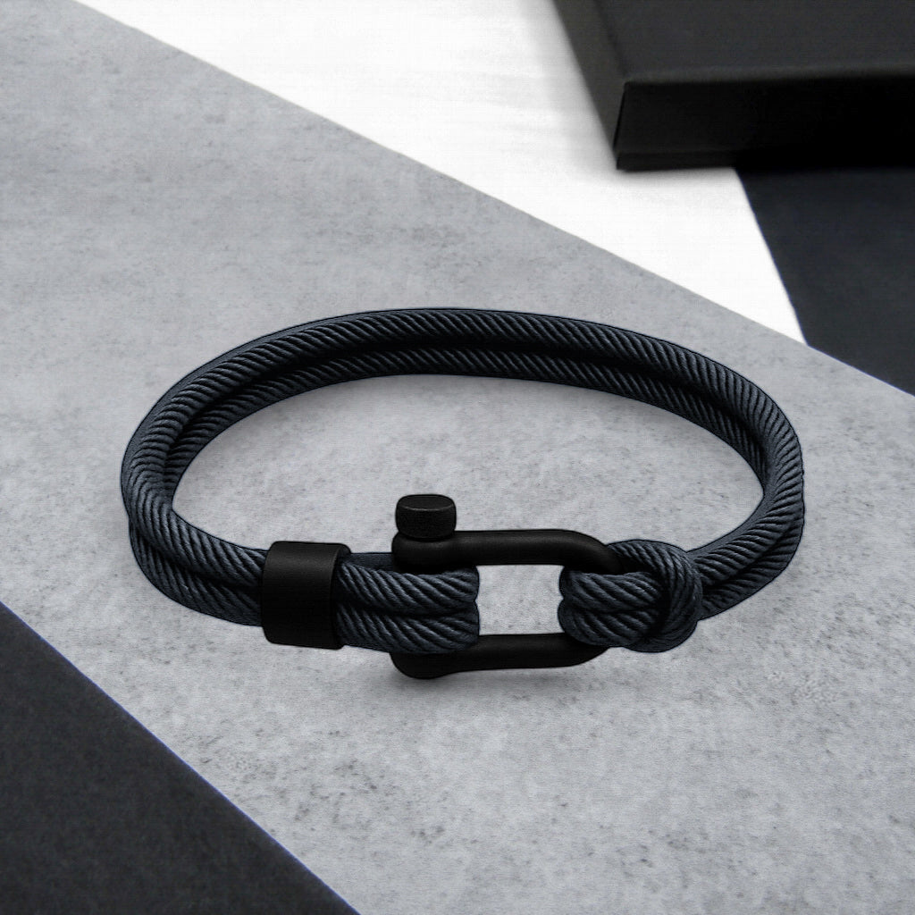 Nautical-Inspired Dual Strand Bracelet with Sleek Black Clasp