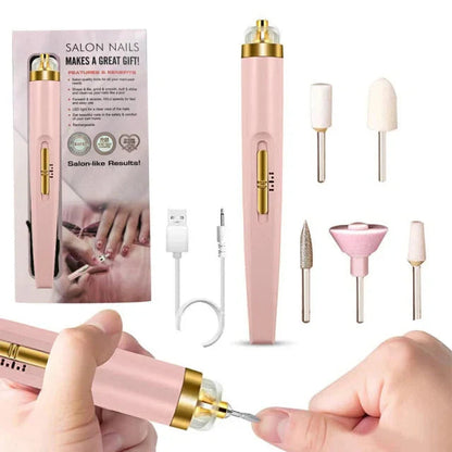 Electric Nail Polisher with Built-in Light – 5-in-1 Portable Manicure Tool