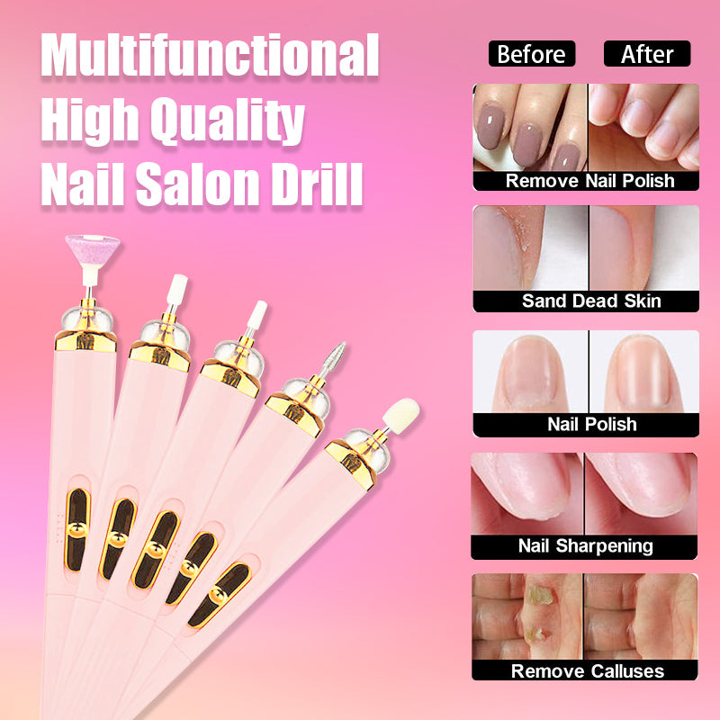 Electric Nail Polisher with Built-in Light – 5-in-1 Portable Manicure Tool