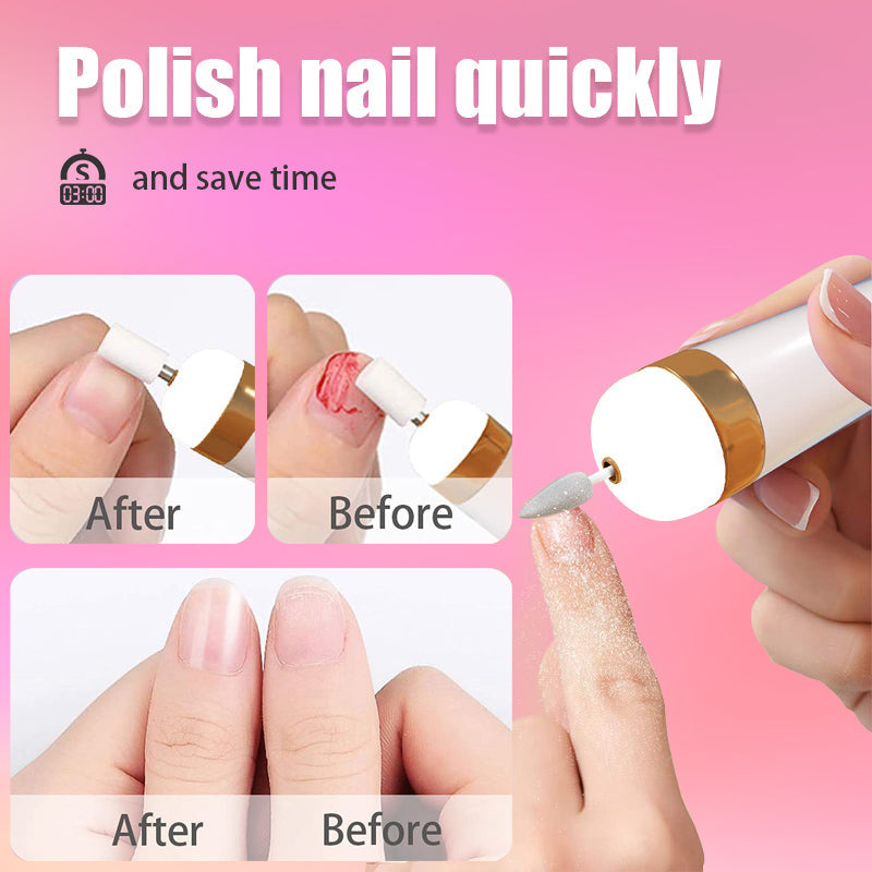 Electric Nail Polisher with Built-in Light – 5-in-1 Portable Manicure Tool