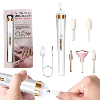 Electric Nail Polisher with Built-in Light – 5-in-1 Portable Manicure Tool