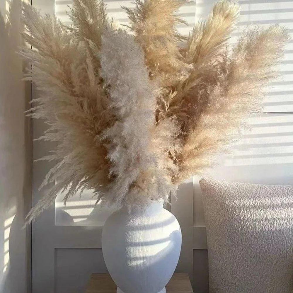Boho Style Home Decor - 80 cm Pampas Grass Bouquet with Feathers
