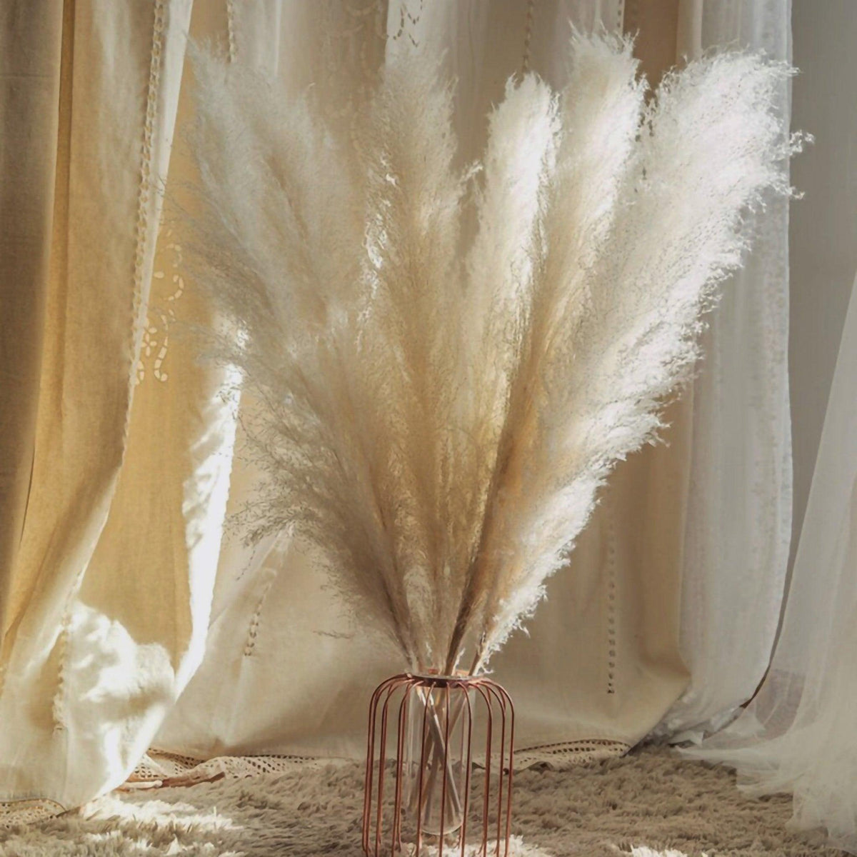Boho Style Home Decor - 80 cm Pampas Grass Bouquet with Feathers