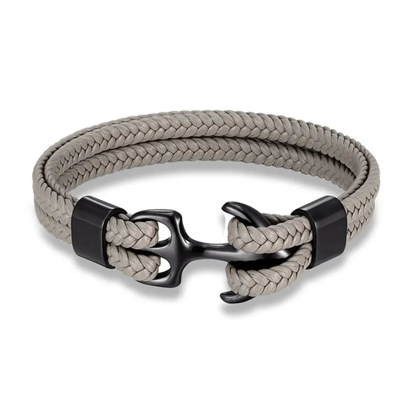 Men's Leather Bracelet Featuring Unique Anchor Design – Nautical Accessory