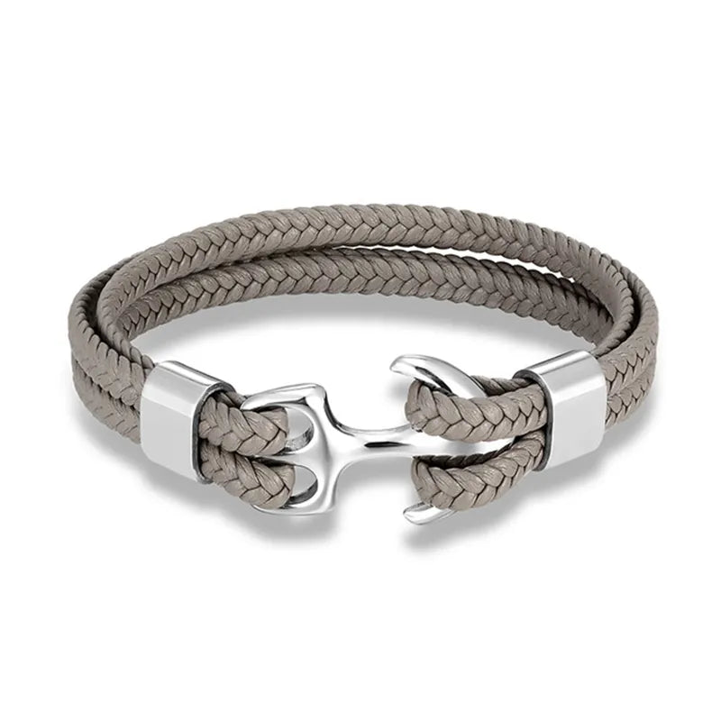 Men's Leather Bracelet Featuring Unique Anchor Design – Nautical Accessory