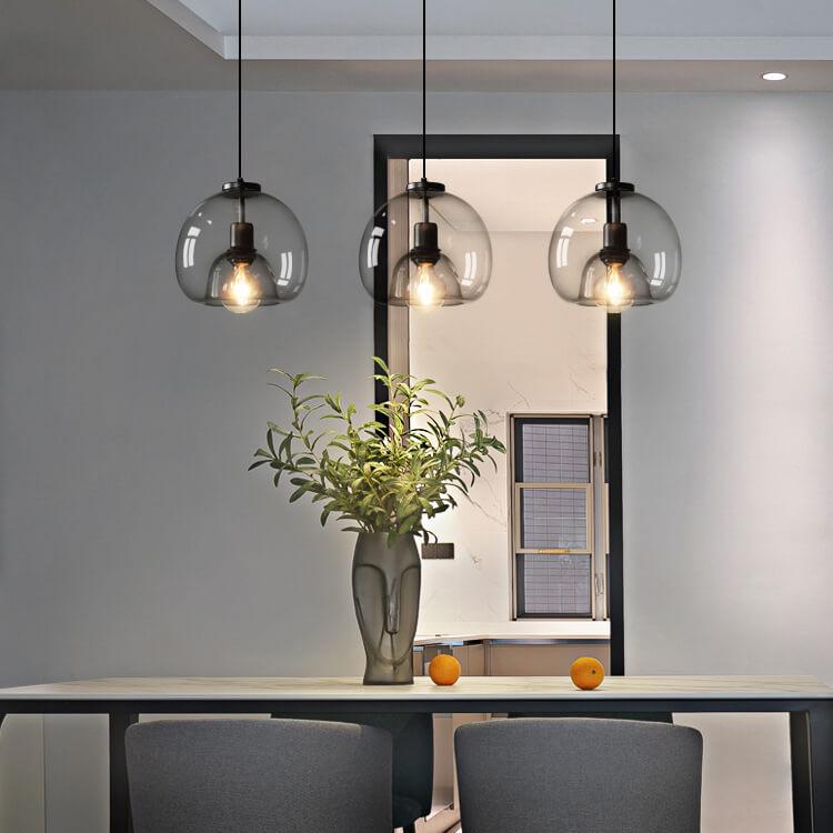 Elegant Smoke Gray Pendant Light Fixture with Glass Design