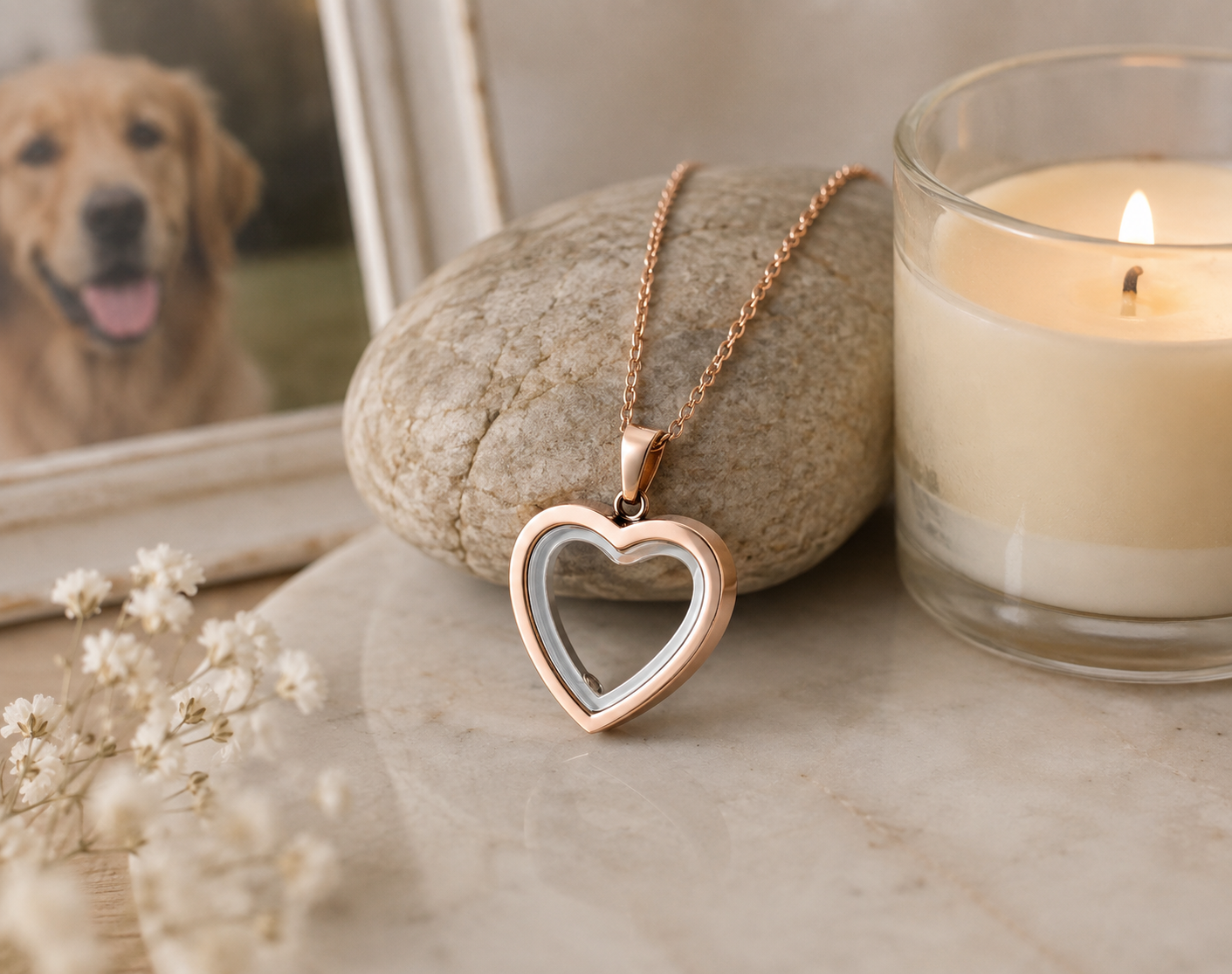 Stainless Steel Heart Necklace - Waterproof Memorial Jewelry for Ashes