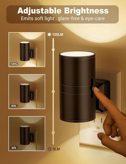 Compact LED Night Lamp with Dusk-to-Dawn Sensor & Adjustable Brightness