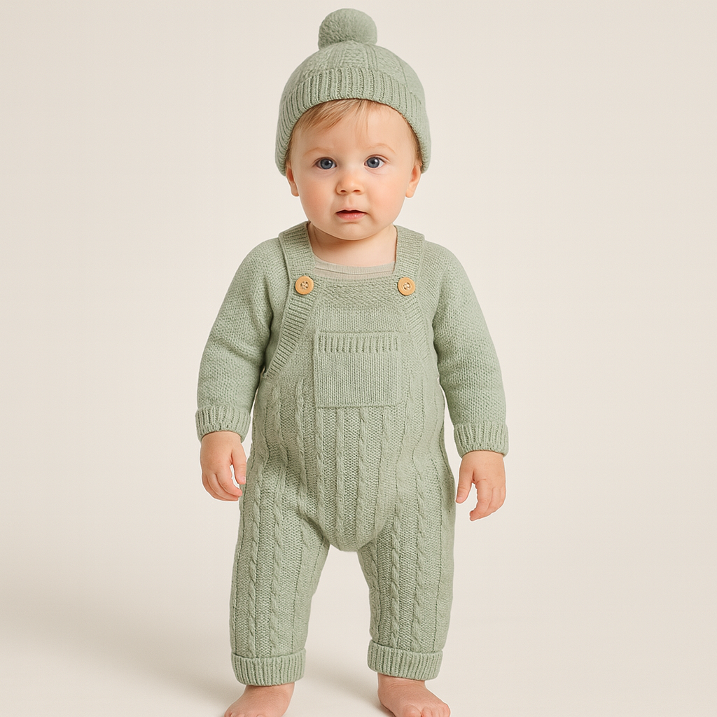 Soft Knit Baby Overall Outfit Set