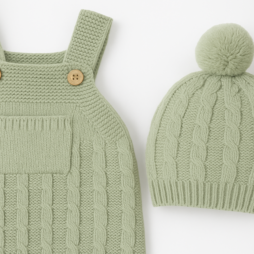 Soft Knit Baby Overall Outfit Set