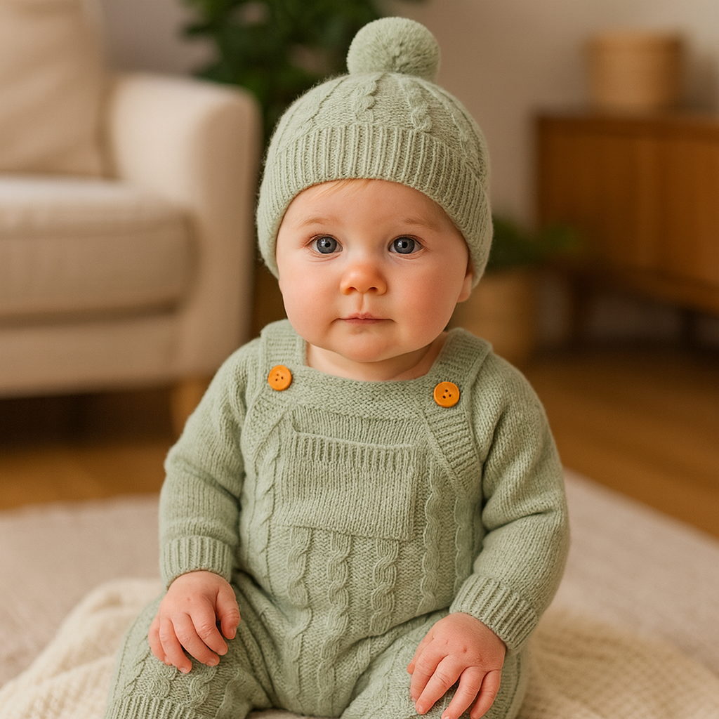 Soft Knit Baby Overall Outfit Set