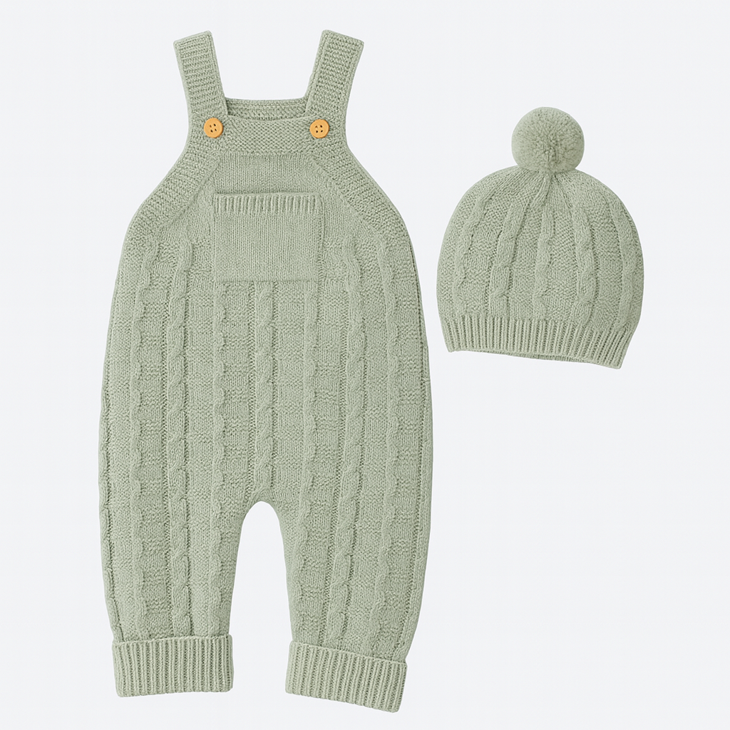 Soft Knit Baby Overall Outfit Set