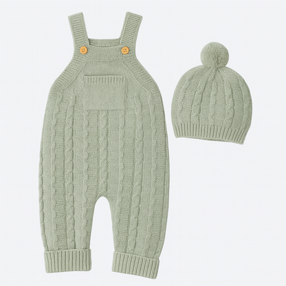 Soft Knit Baby Overall Outfit Set