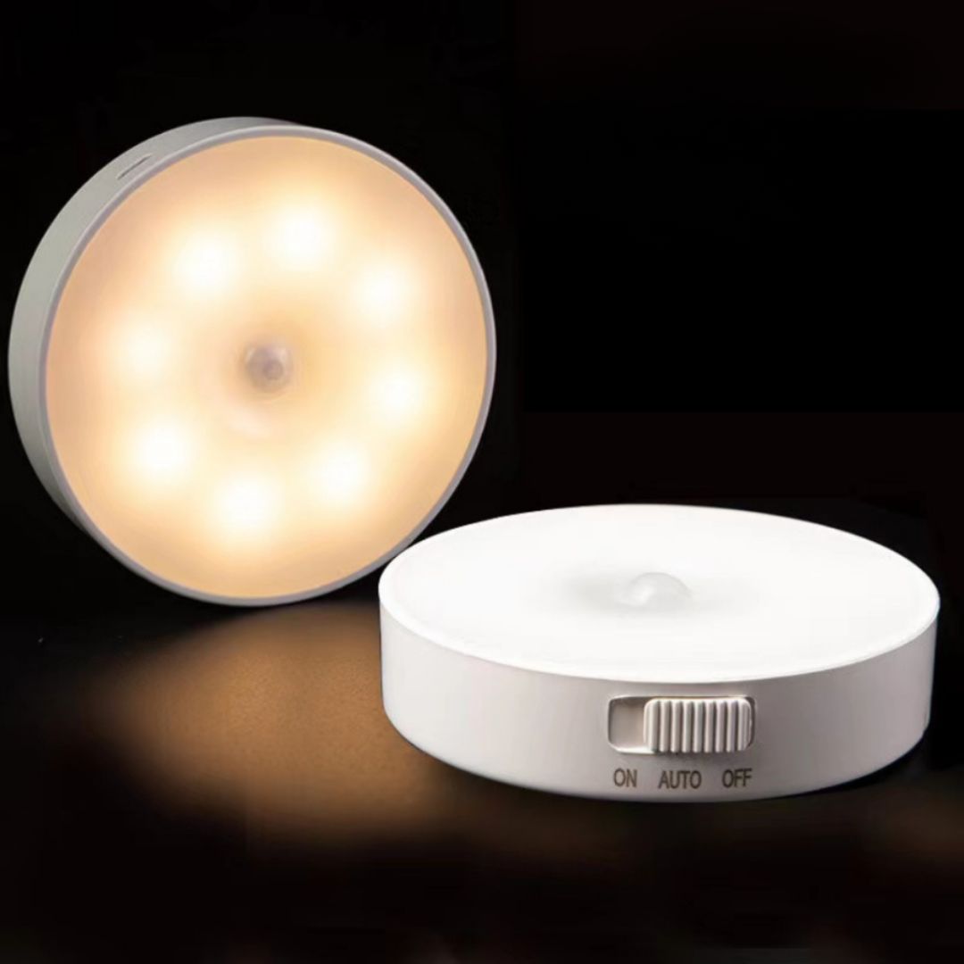 Rechargeable Motion-Activated Lamp with Adjustable Brightness for Closets and Hallways