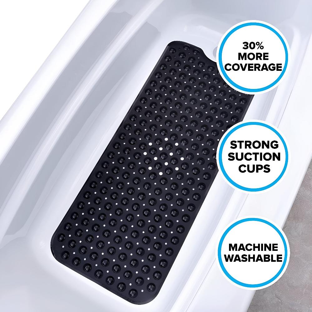 Durable Bath Mat with 200 Suction Cups for Kids and Seniors Safety