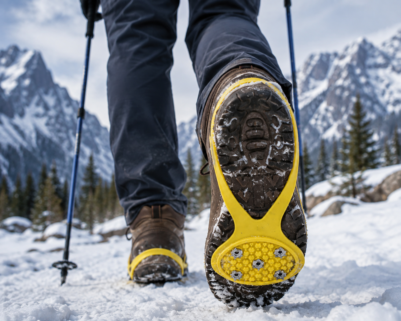 Non-Slip Spikes for Footwear - Ice Crampons with 5 Steel Claws for Hiking and Fishing
