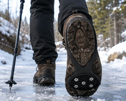 Non-Slip Spikes for Footwear - Ice Crampons with 5 Steel Claws for Hiking and Fishing