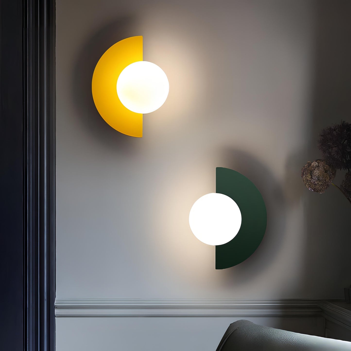 LED Wall Light in Half-Circle Design - Mid-Century Style