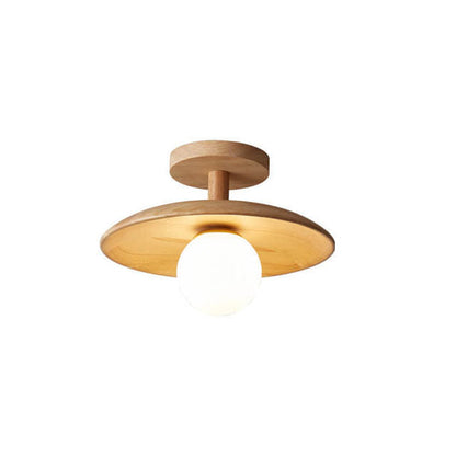 Elegant Wooden Semi-Flush Mount Ceiling Light in Nordic Style