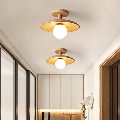 Elegant Wooden Semi-Flush Mount Ceiling Light in Nordic Style