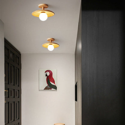 Elegant Wooden Semi-Flush Mount Ceiling Light in Nordic Style