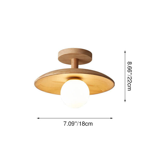 Elegant Wooden Semi-Flush Mount Ceiling Light in Nordic Style