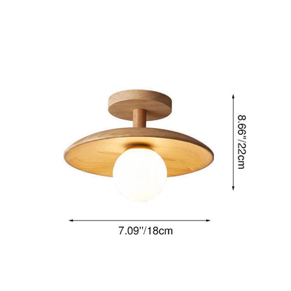 Elegant Wooden Semi-Flush Mount Ceiling Light in Nordic Style