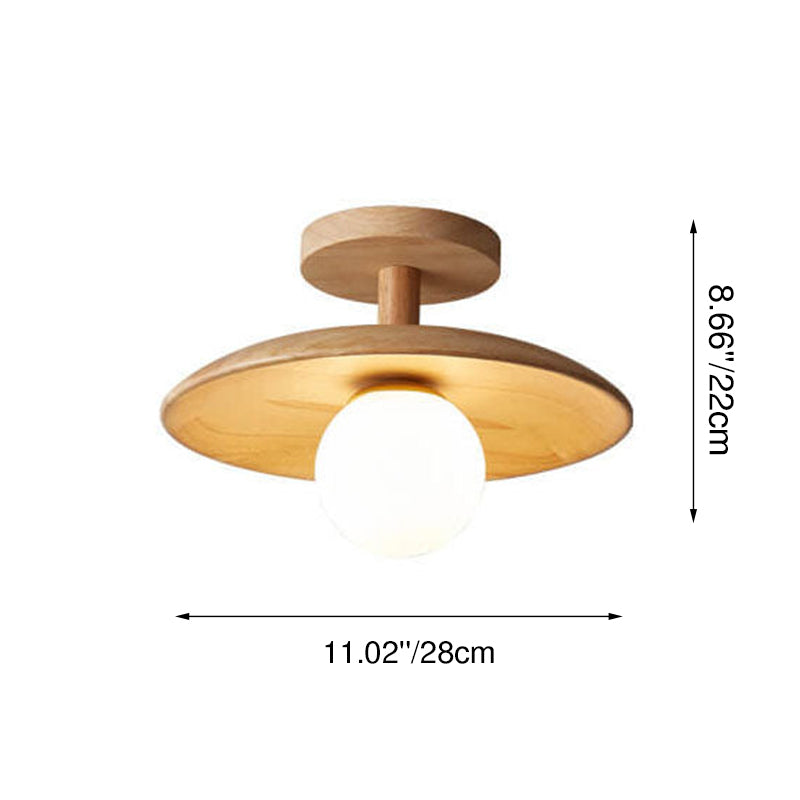 Elegant Wooden Semi-Flush Mount Ceiling Light in Nordic Style