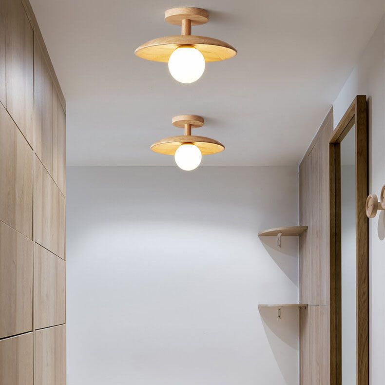 Elegant Wooden Semi-Flush Mount Ceiling Light in Nordic Style