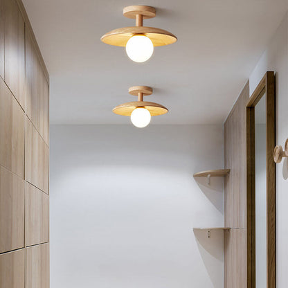 Elegant Wooden Semi-Flush Mount Ceiling Light in Nordic Style