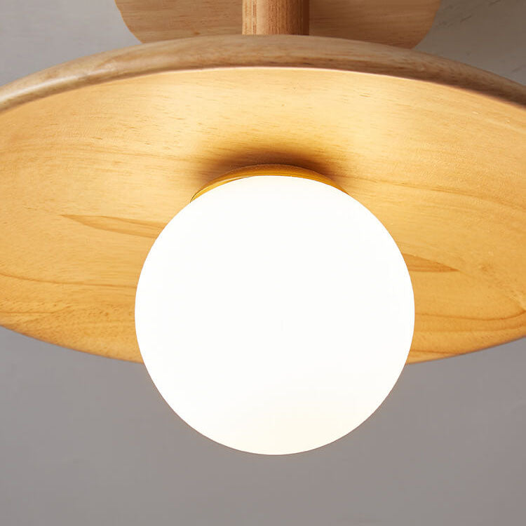 Elegant Wooden Semi-Flush Mount Ceiling Light in Nordic Style