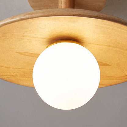 Elegant Wooden Semi-Flush Mount Ceiling Light in Nordic Style
