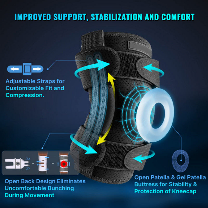 Adjustable Knee Support Brace with Removable Aluminum Struts and Gel Padding