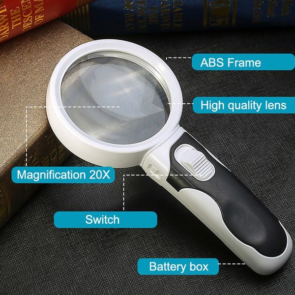 20X LED Magnifier Glass for Improved Clarity in Reading Small Print