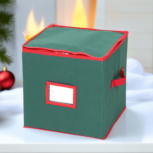Adjustable Divider Ornament Storage Container | Organizer for 64 Christmas Ornaments