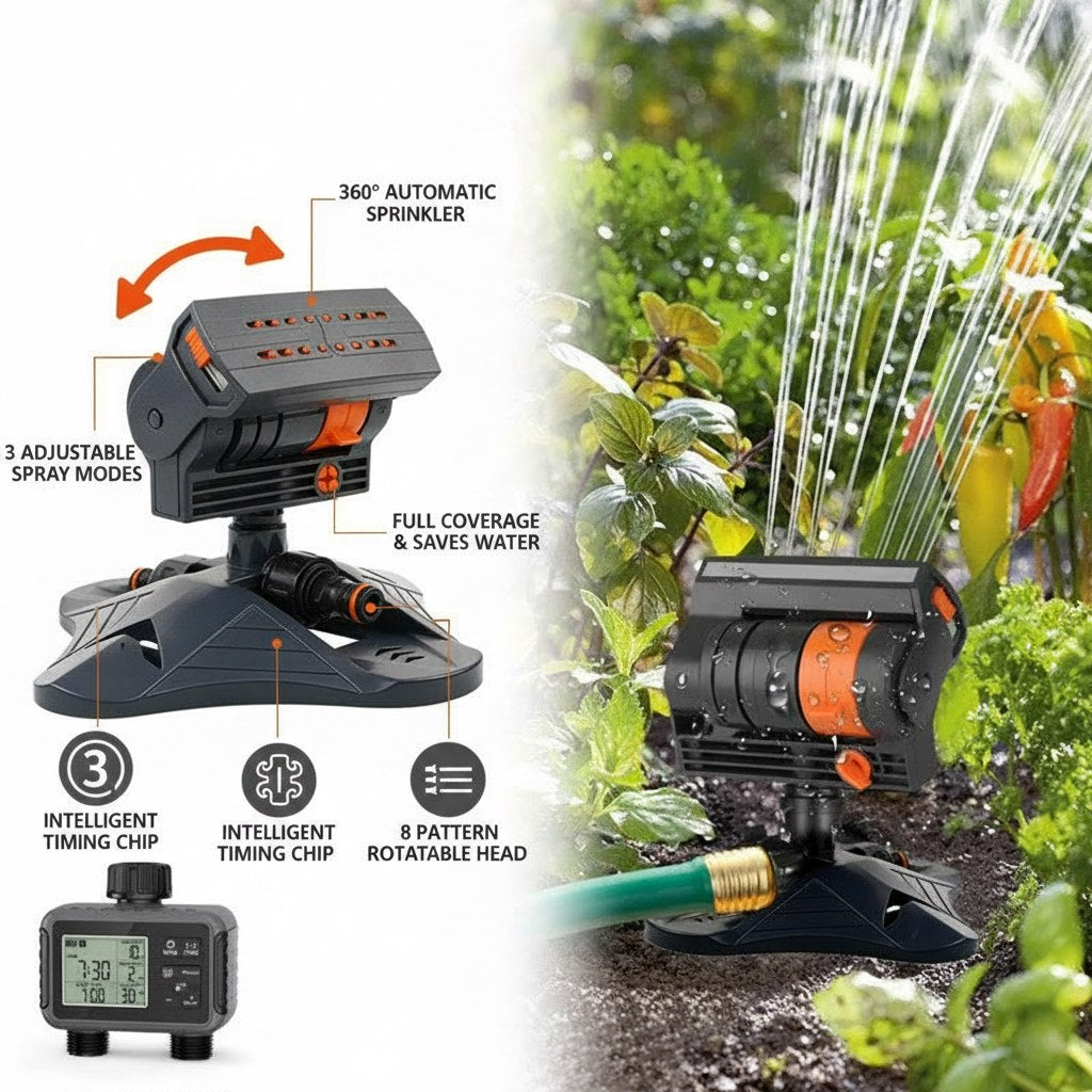 Dual-Zone Watering Timer with Oscillating Sprinkler