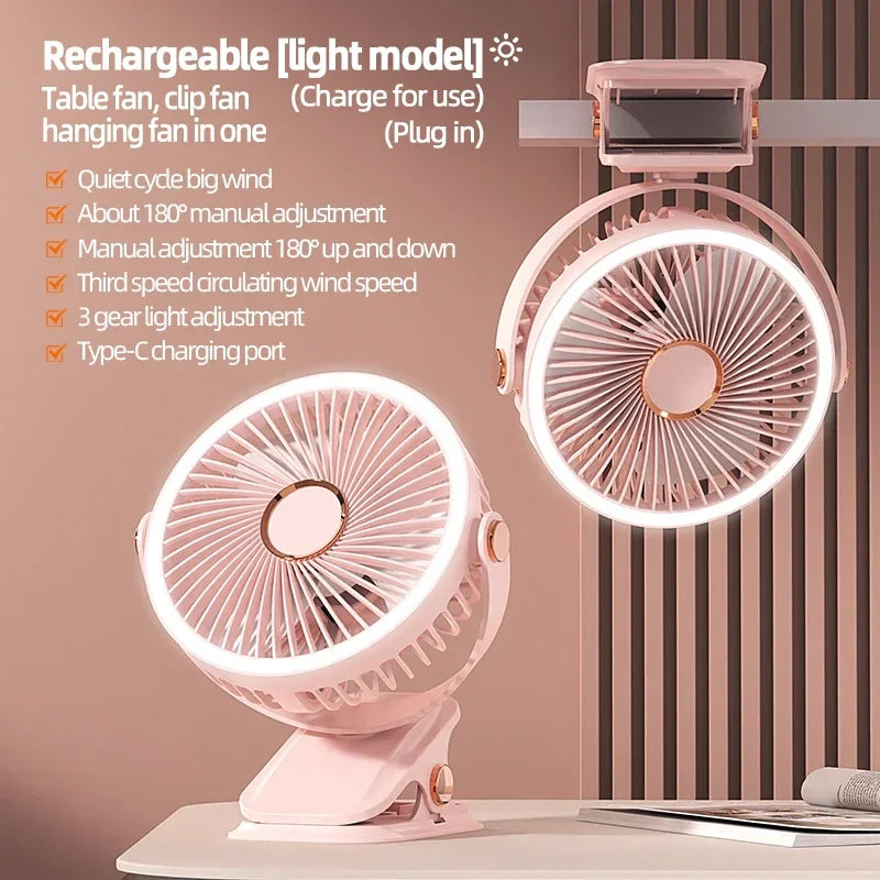 Portable Rechargeable Clip-On Cooling Fan with Adjustable Airflow