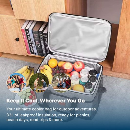 33L Insulated Waterproof Cooler Bag for Snacks and Drinks – Outdoor Use