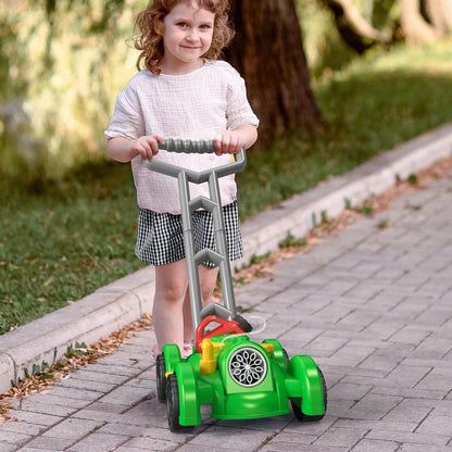 Toy Lawn Mower with Bubble Feature for Outdoor Playtime Fun