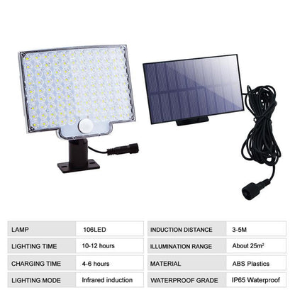 106 LED Motion Sensor Outdoor Solar Light – Adjustable Weatherproof Garden Lighting