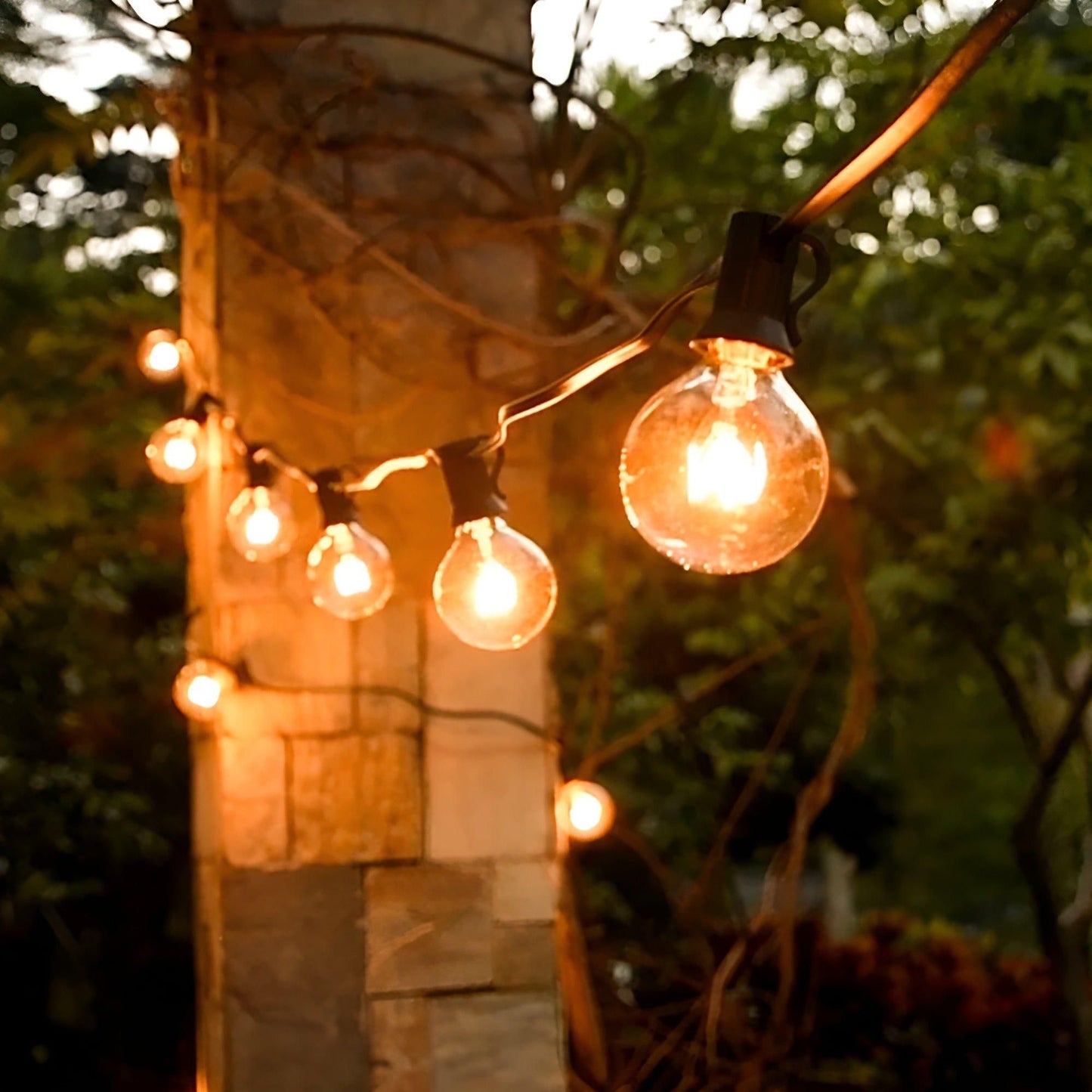 Waterproof Outdoor String Lights – Energy Efficient Warm White LED Bulbs