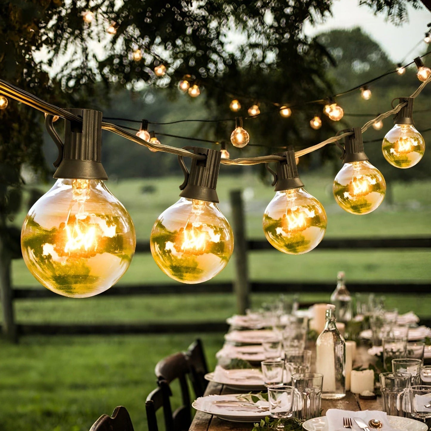 Waterproof Outdoor String Lights – Energy Efficient Warm White LED Bulbs