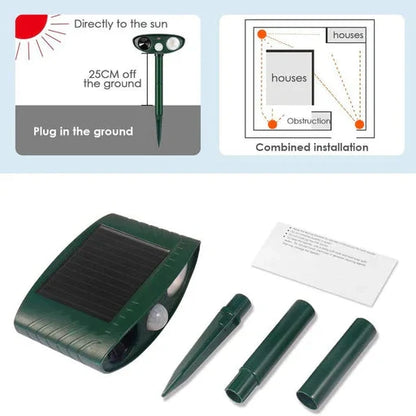Solar-Powered Ultrasonic Rabbit Deterrent with Flashing Light