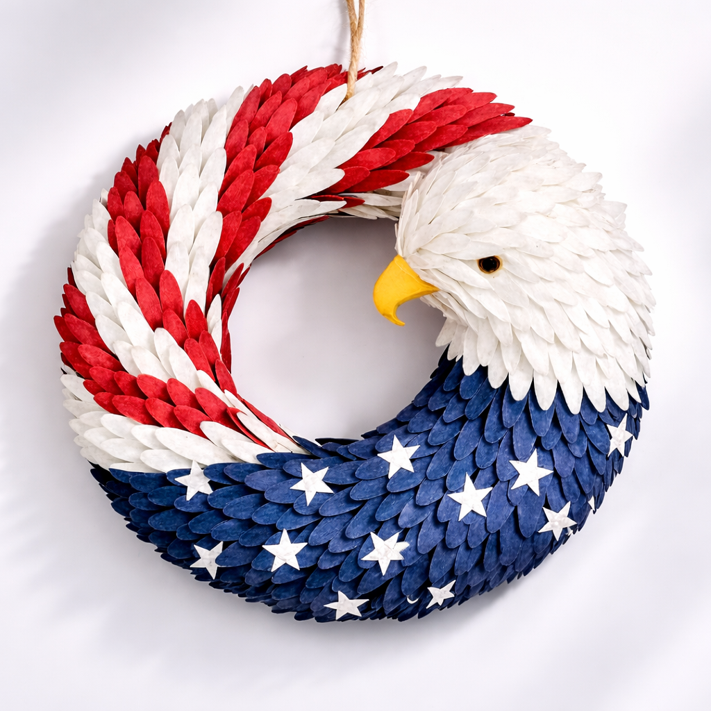 Evergreen Wall Decor with Patriotic Eagle Wreath for Home Style