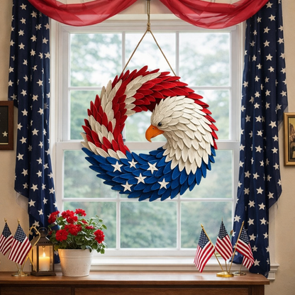 Evergreen Wall Decor with Patriotic Eagle Wreath for Home Style