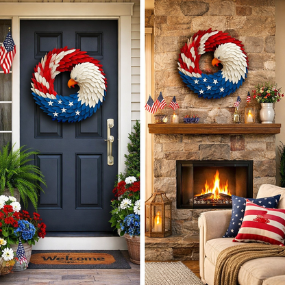 Evergreen Wall Decor with Patriotic Eagle Wreath for Home Style