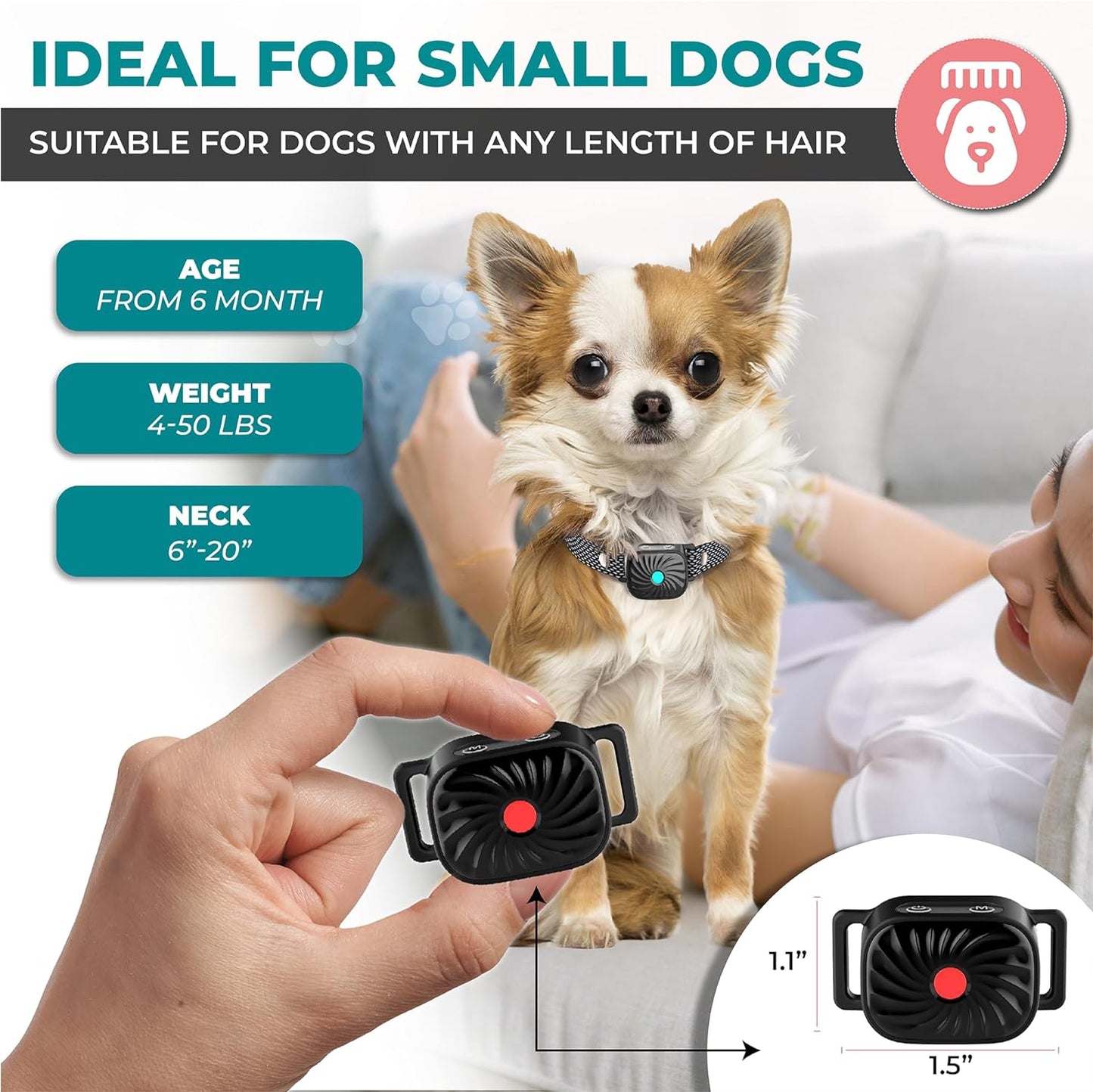 Adjustable Anti-Bark Collar for Small Dogs with Gentle Vibration