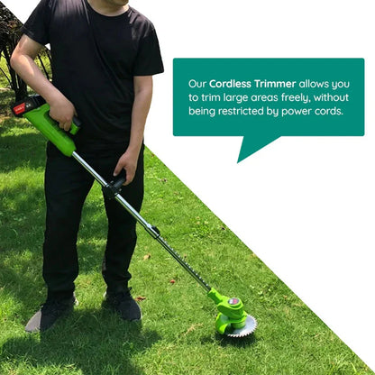 24V Cordless Grass Cutter with Telescopic Handle and Three Blades
